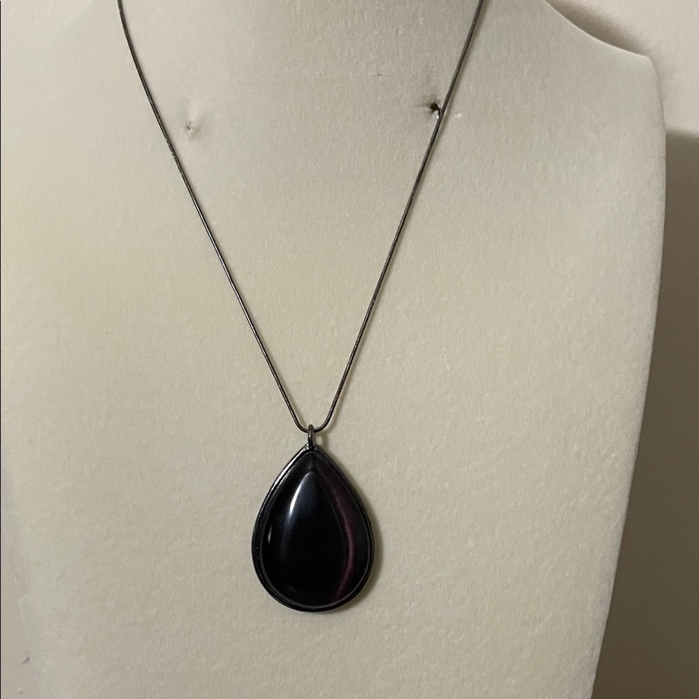 NY Collection Elegant Black Teardrop Necklace